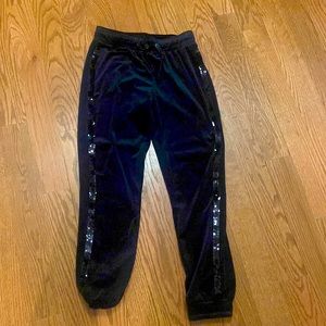 Velvet sweats with sequin stripes down the side